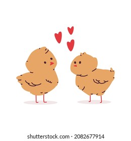 Cute chicken in love Valentine's day vector cartoon character isolated on a white background.