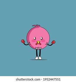 cute chicken mascot emoticon vector