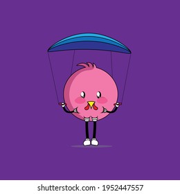 cute chicken mascot emoticon vector