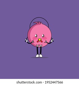 cute chicken mascot emoticon vector