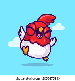 cute chicken mascot illustration vector cartoon icon.