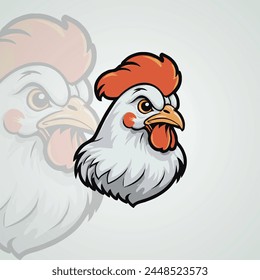 Cute chicken mascot logo illustration vector