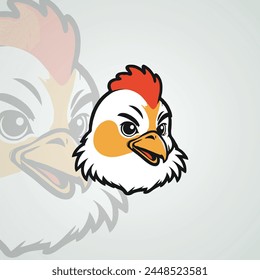 Cute chicken mascot logo illustration vector