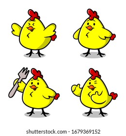 cute chicken mascot vector set