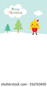 cute chicken merry christmas greeting card