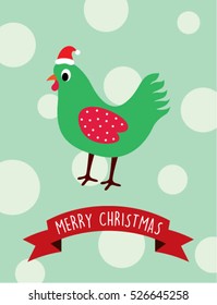 cute chicken merry christmas greeting