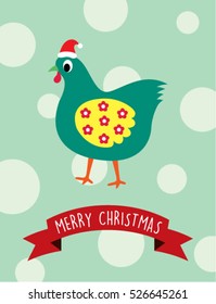 cute chicken merry christmas greeting