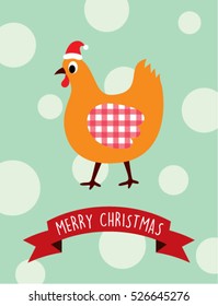 cute chicken merry christmas greeting