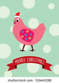 cute chicken merry christmas greeting