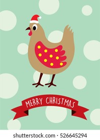cute chicken merry christmas greeting