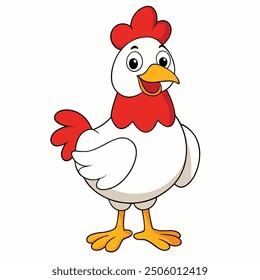 cute chicken on white background. animal cartoon vector illustration