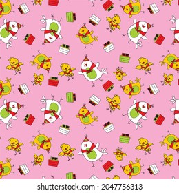 cute chicken pattern background wallpaper vector illustration editable