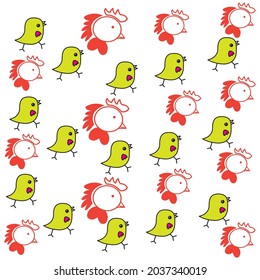cute chicken pattern color illustration vector graphic design for fabric