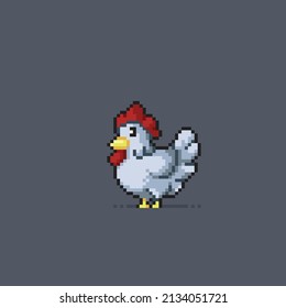 cute chicken in pixel style