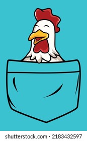 Cute chicken in pocket animal cartoon concept isolated