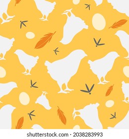 cute chicken puppy seamless pattern