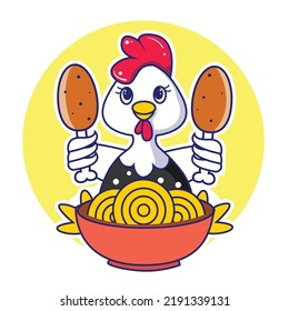 cute chicken ramen noodle food 