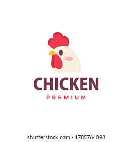 cute chicken rooster flat logo vector icon illustration