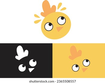 Cute Chicken Round Head Mascot Vector