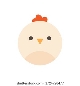 Cute chicken round vector graphic icon. Hen bird animal head, face illustration. Isolated.