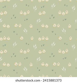 Cute chicken Seamless Pattern, Cartoon Doodle chickens Background vector Illustration.