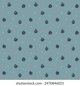 Cute chicken Seamless Pattern, Cartoon Doodle chickens Background vector Illustration.