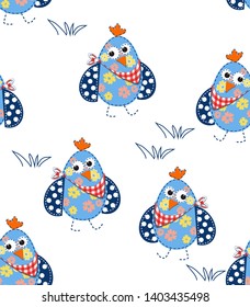 Cute chicken seamless  pattern with clipping mask