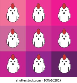 Cute Chicken seamless pattern on pink-purple background