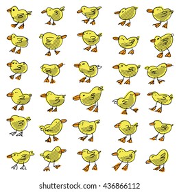 cute chicken set - cartoon. Elements for children stuff.