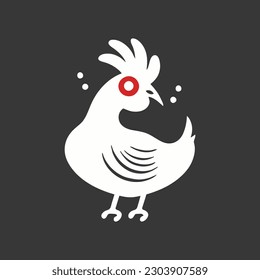 cute chicken with a shocked or curious expression, for logo, icon, mascot