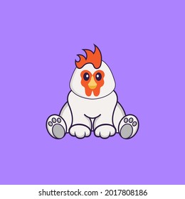 Cute chicken is sitting. Animal cartoon concept isolated. Can used for t-shirt, greeting card, invitation card or mascot.