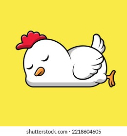 Cute Chicken Sleep Cartoon Vector Icons Illustration. Flat Cartoon Concept. Suitable for any creative project.