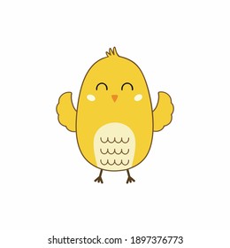 Cute Chicken With A Smile. A Character For A Children's Book. Illustration For The Easter Holiday. Vector Hero In Cartoon Style.