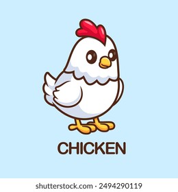 Cute Chicken Standing Cartoon Vector Icon Illustration. Animal Nature Icon Concept Isolated Premium Vector. Flat Cartoon Style