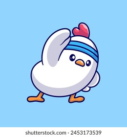 Cute Chicken Stretching Cartoon Vector Icon Illustration. Animal Sport Icon Concept Isolated Premium Vector. Flat Cartoon Style