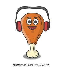 cute chicken thighs character vector template design illustration