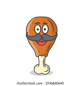 cute chicken thighs character vector template design illustration