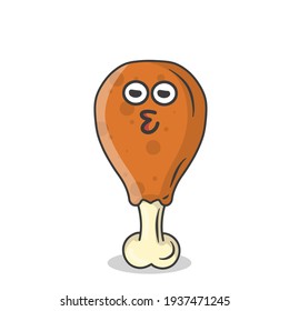 ilustración de diseño de plantillas vectoriales de caracteres de muslos de pollo lindos