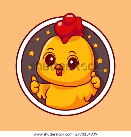 Cute Chicken Thumbs Up Cartoon Vector Icon Illustration. Animal Science Icon Concept Isolated Premium Vector. Flat Cartoon Style