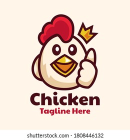 cute chicken thumbs up logo design