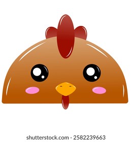 cute chicken vector, cartoon chicken face, drawing chicken face easy and simple full color.