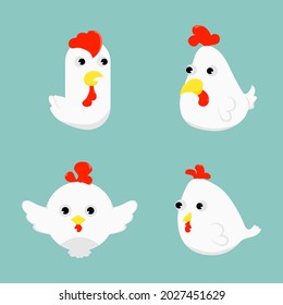 Cute-Huhn-Vektorgrafik-Bundle, Hühnercharakter, Vektorgrafik-Zeichensatz, Tiere, Vektorgrafik