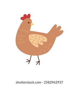 Cute chicken vector clipart.  Hand drawn chicken illustration on white background.

