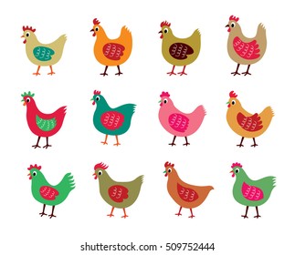 cute chicken vector collection