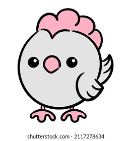 Cute chicken vector illustration. Drawing cartoon character.