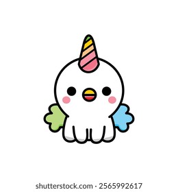 cute chicken vector illustration, kawaii character, mascot icon