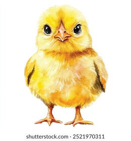 Cute Chicken watercolor clipart isolated white background 