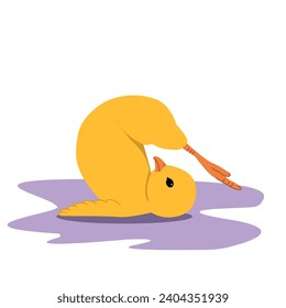 Ilustración de Iconos del vector de dibujos animados del kit de Yoga de Pollo Cute. Concepto de caricatura plana.