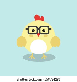 A Cute chicken/Rooster Geek, nerd character.