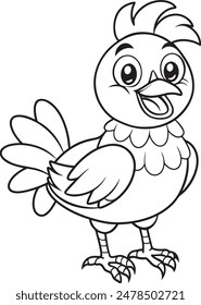 Cute Chickens Doodle Coloring Page Character